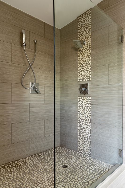 Modern Shower with Stone Accents